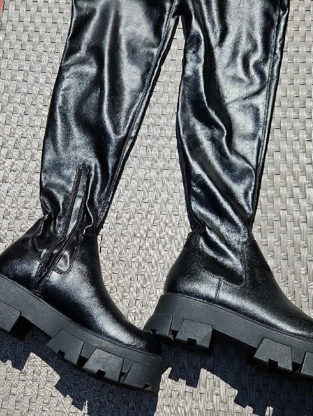 Aldo Black Over-the-Knee Lug Sole Pull-On Boots Size 10
